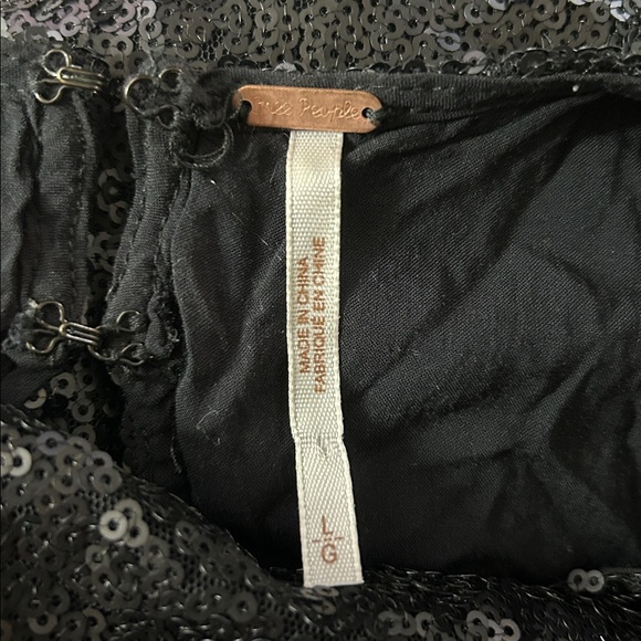 Free People Liquid Shine Mini Dress L Sequin Drop Waist Party Holiday Shimmer - Picture 11 of 13